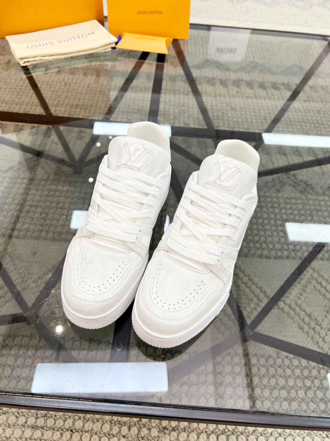 1V  White Graffiti Sneakers