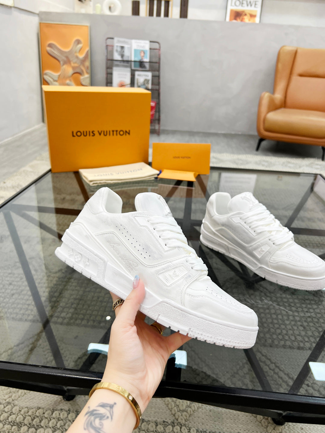 1V  White Graffiti Sneakers