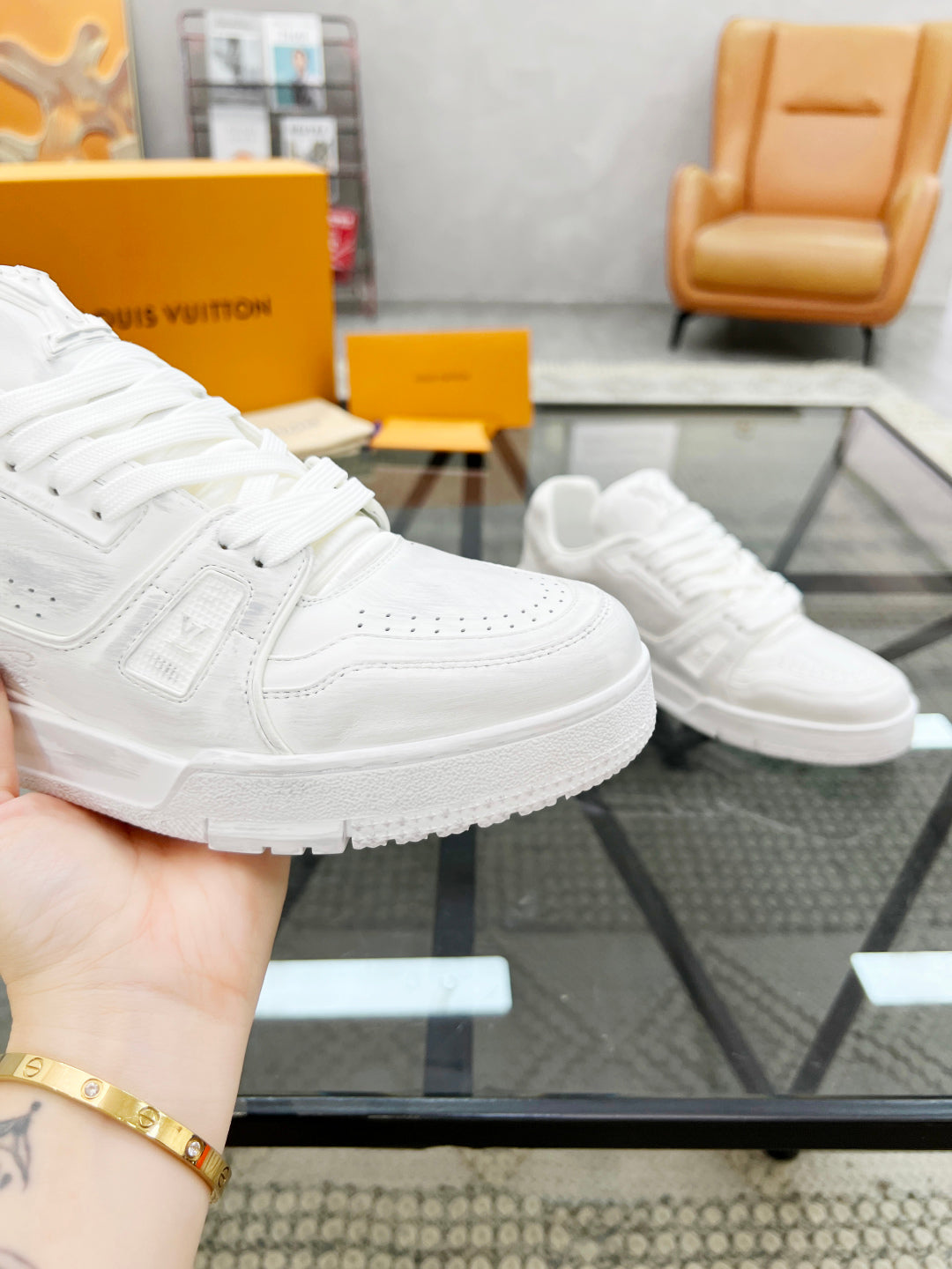 1V  White Graffiti Sneakers