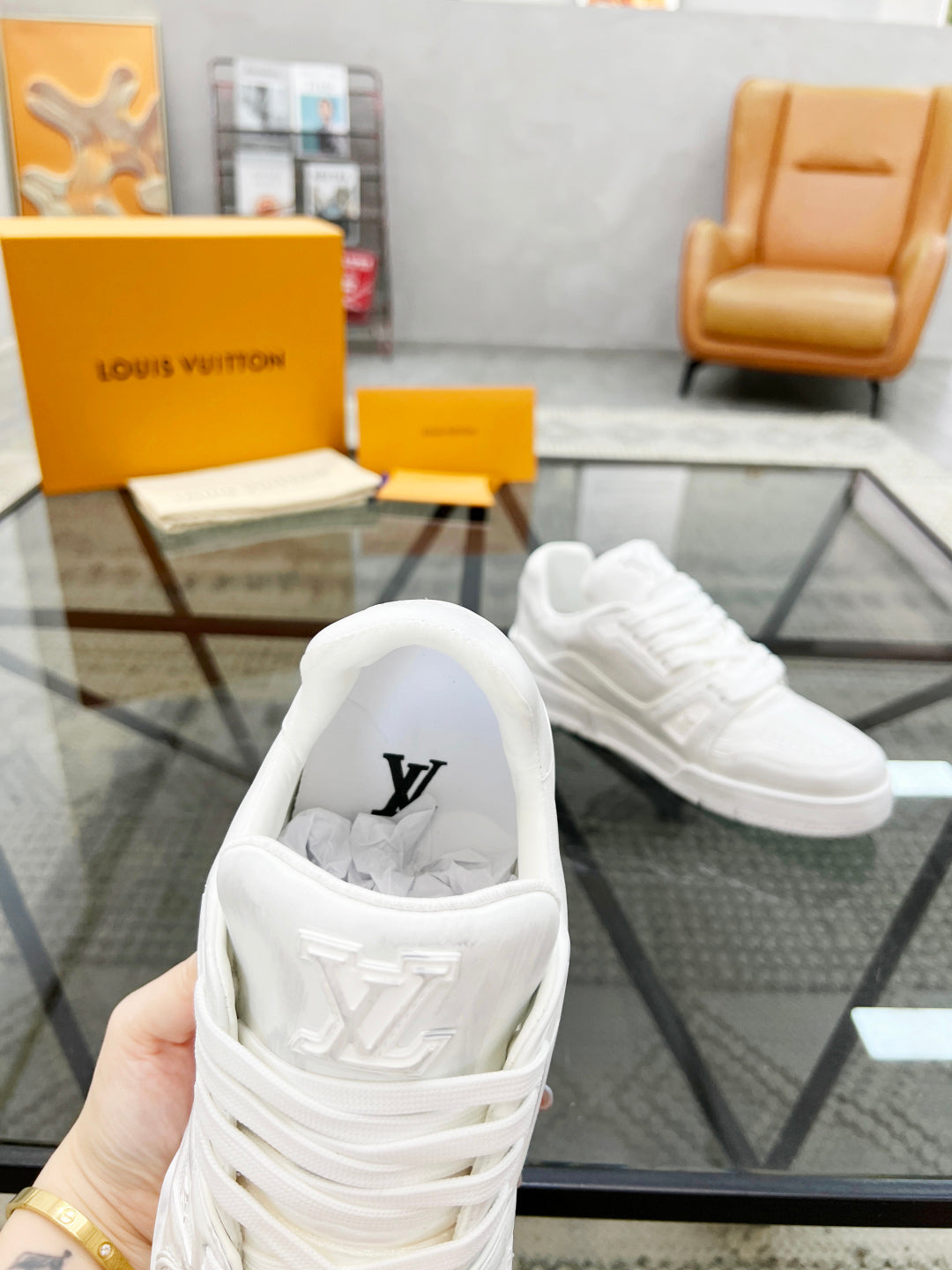1V  White Graffiti Sneakers