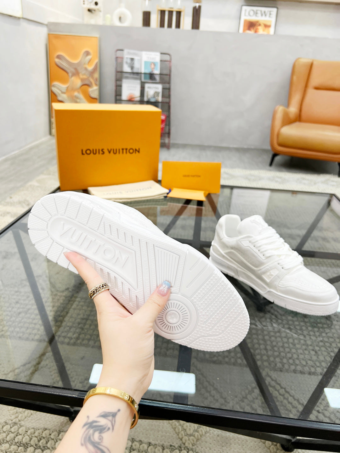 1V  White Graffiti Sneakers