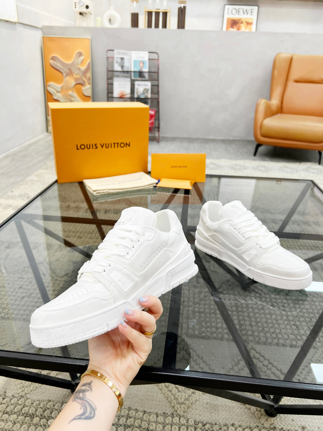 1V  White Graffiti Sneakers