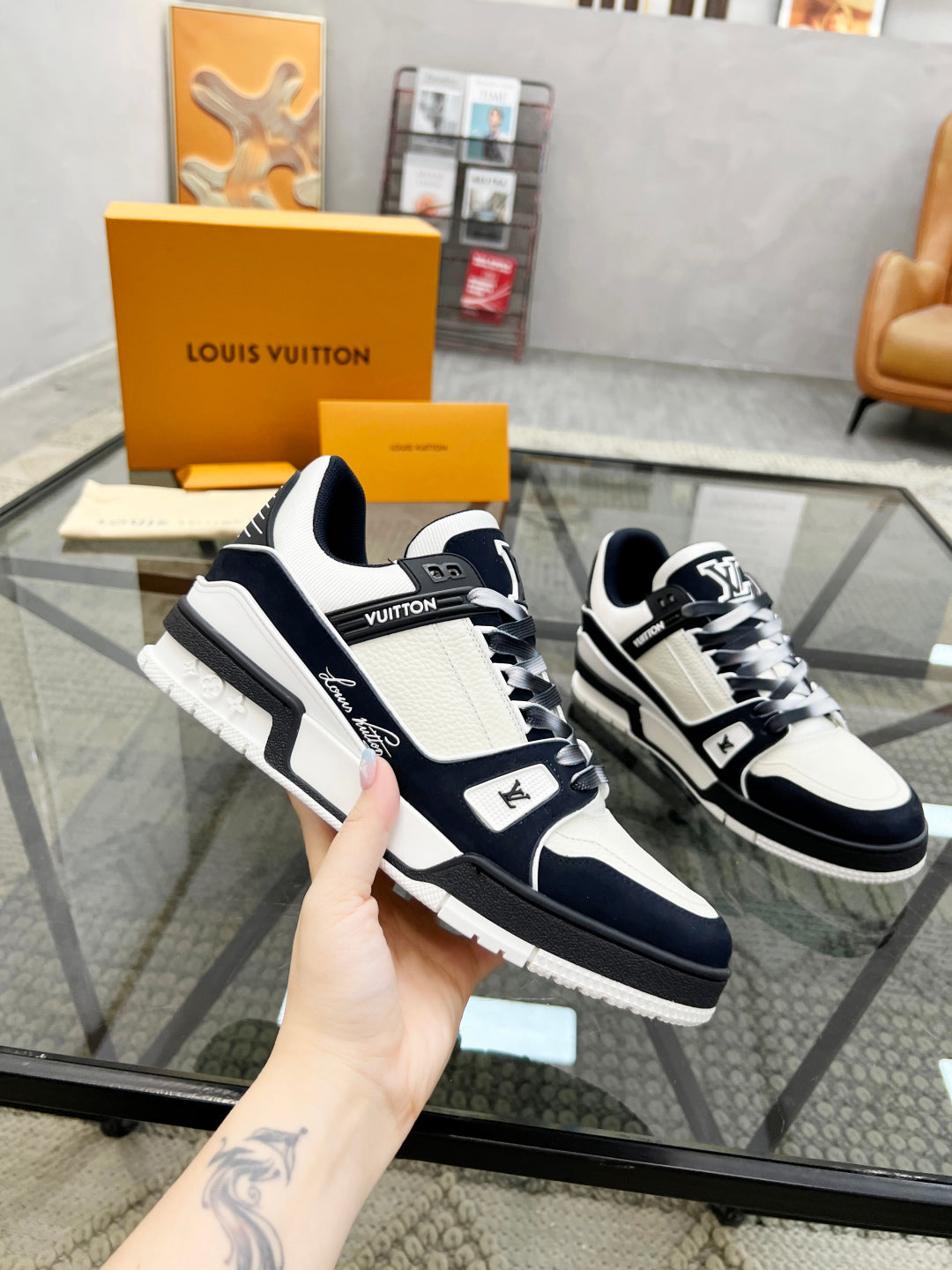 1V  Black and White Sneaker
