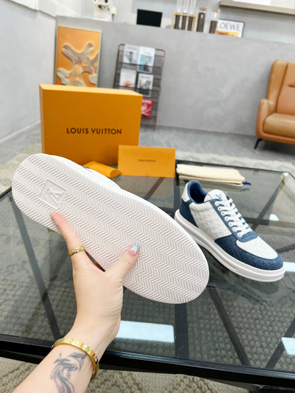 1V  Blue and White Embossed Sneaker