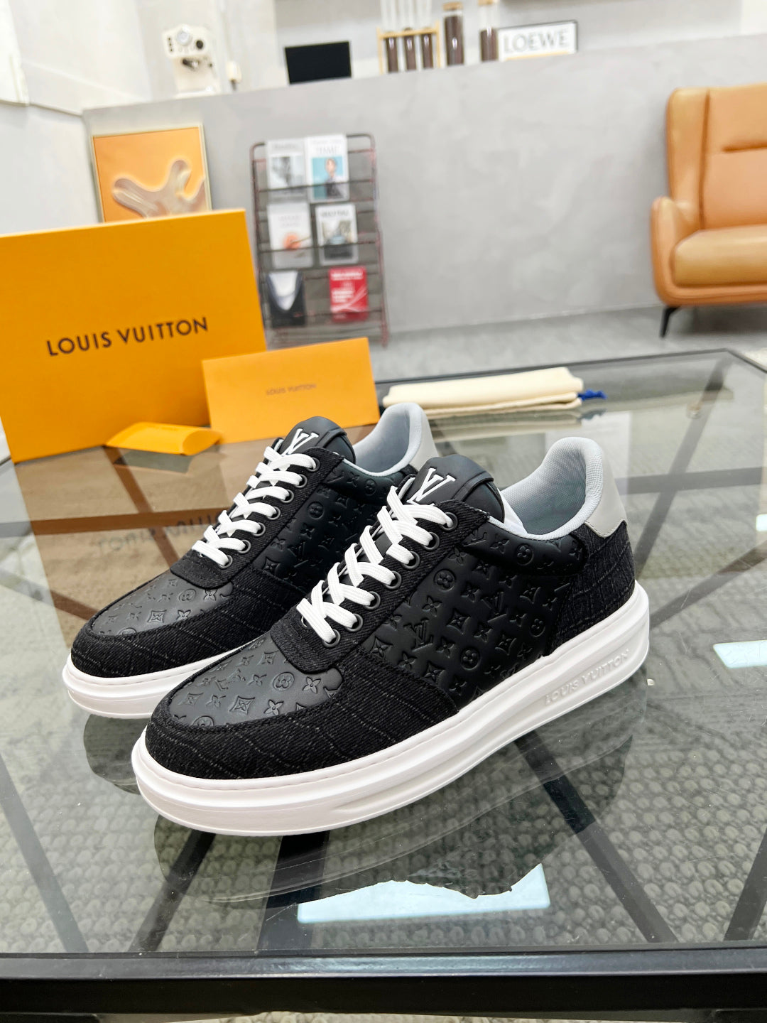 1V Black Embossed Sneaker