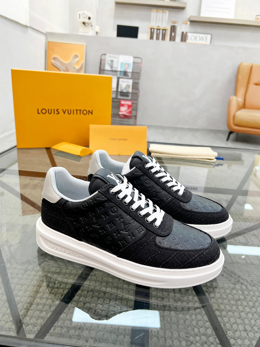 1V Black Embossed Sneaker