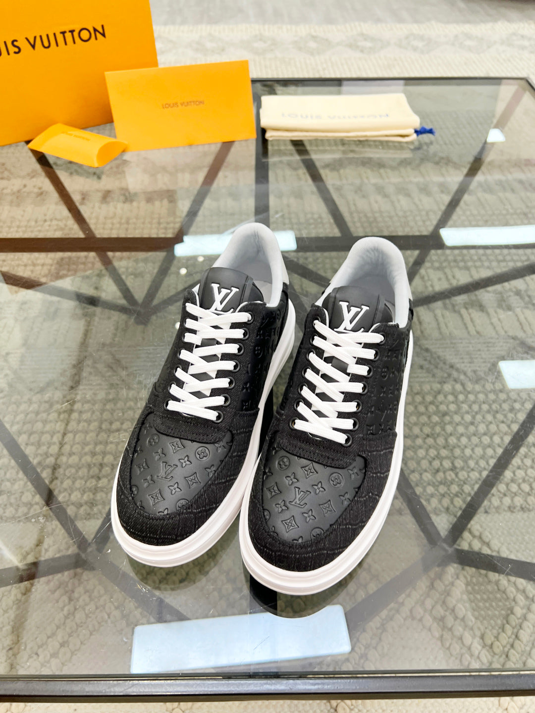 1V Black Embossed Sneaker