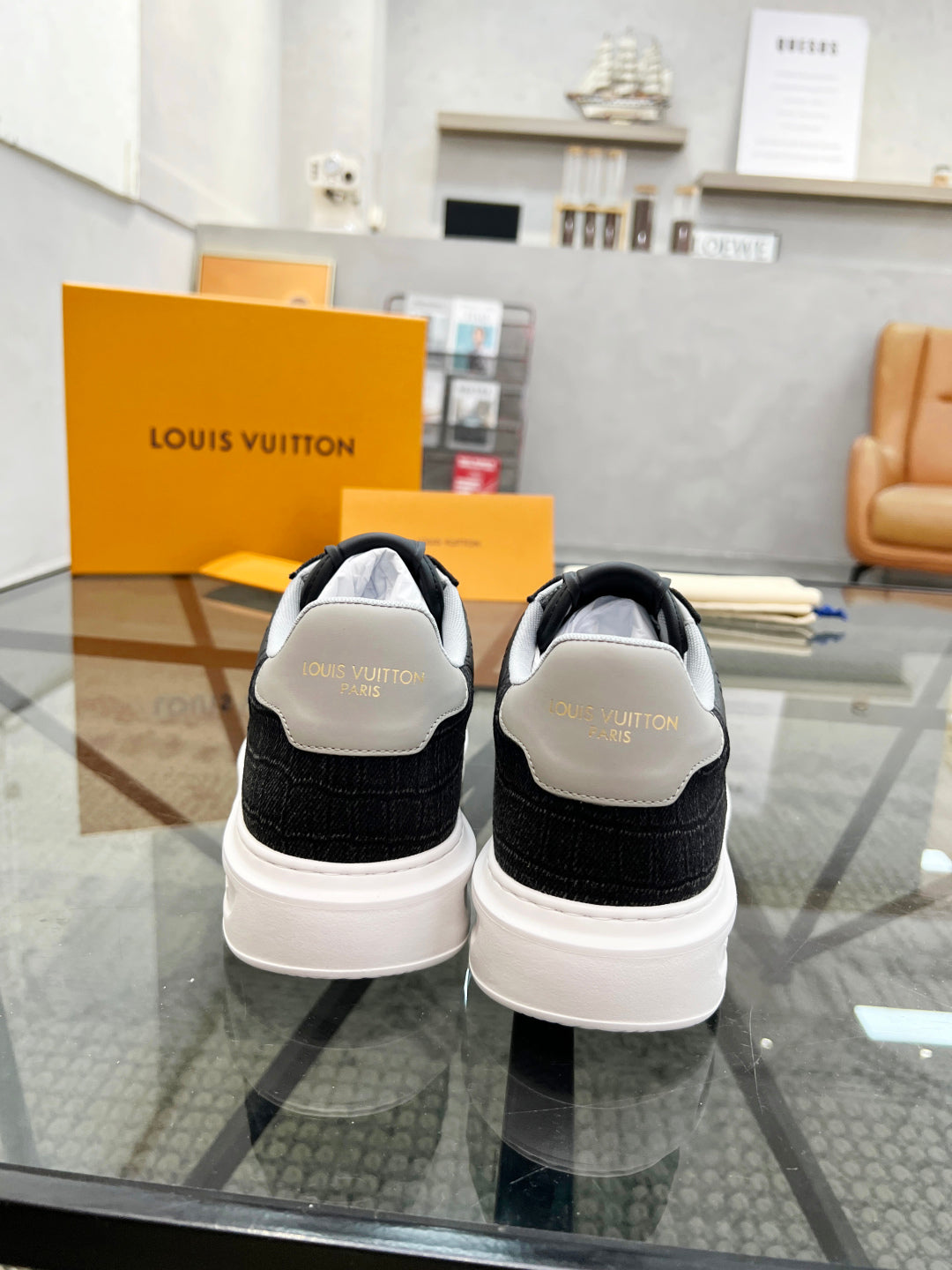 1V Black Embossed Sneaker